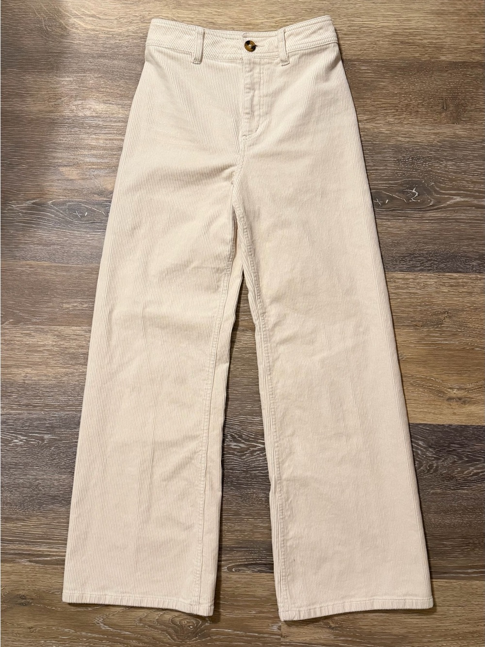 Billabong Cream Corduroy Pants 25 High Rise Wide Leg Off White NWOT